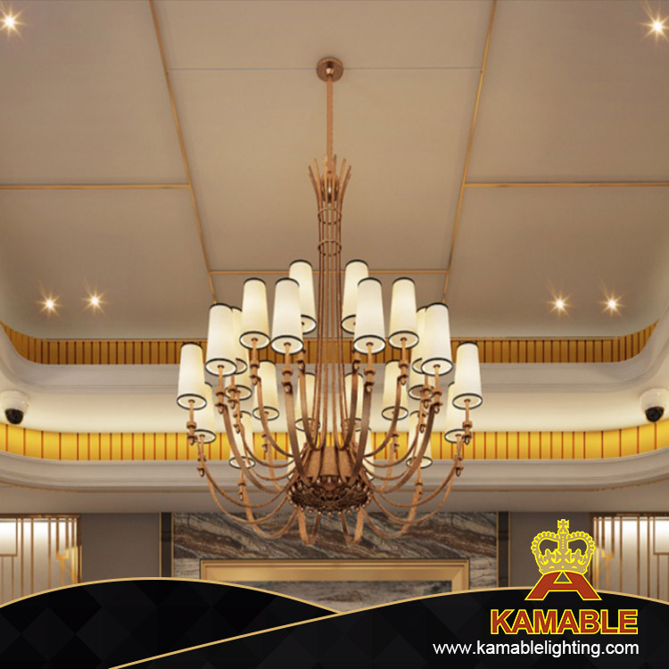 Rose Gold Hotel Project Stainless Steel Glass Chandelier(KAC-03)