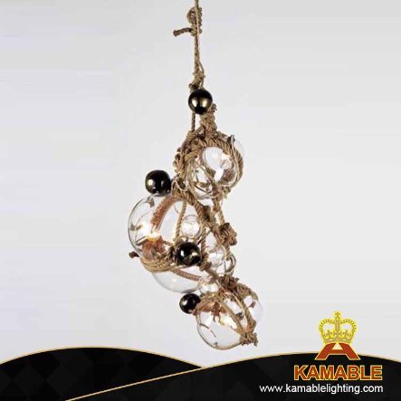 Hemp Rope Glass Decorative Pendant Lamp (KPL1821)