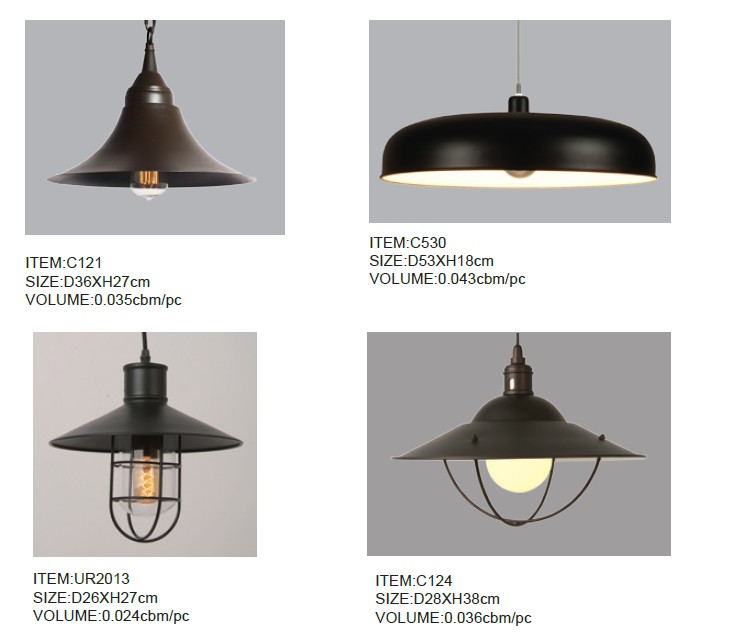 Black steel home decorative industrial pendant lamps (UR2013)